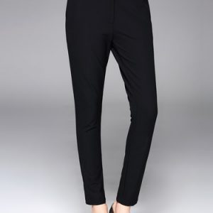 Black Simple Plain Solid Casual Straight Leg Pants