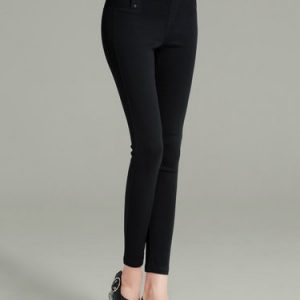 Black Solid Casual Leggings