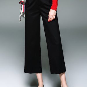 Black Solid Simple Symmetric Wide Leg Pants