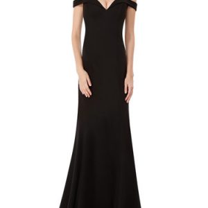 Black Spaghetti Sweetheart Solid Evening Dress