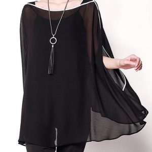 Black Square Neck Casual Tunic