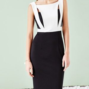 Black Square Neck Sheath Sleeveless Midi Dress