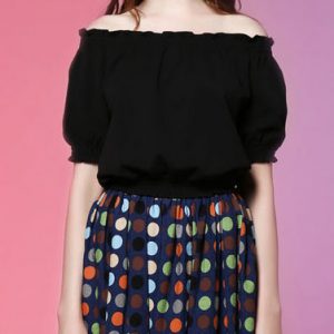 Black Sweet H-line Cropped Top