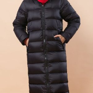 Black Symmetric Long Sleeve H-line Down Coat