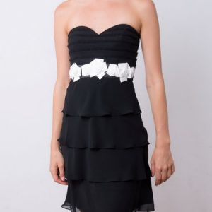 Black Tiered Sweetheart Elegant Midi Dress