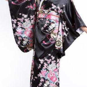 Black Traditional Women's Kimono Costumes