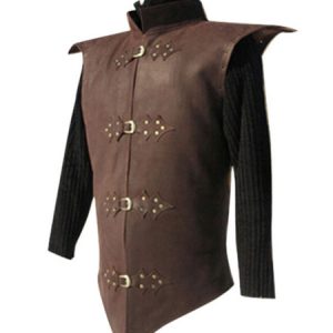 Black Vintage Coat Middle Ages Metal Details Revit Retro Costumes For Man