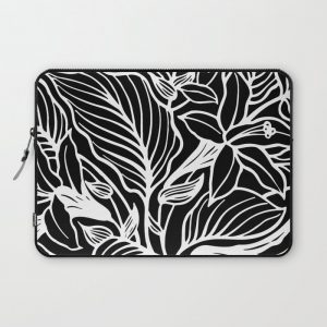 Black White Floral Minimalist Computer Cover by Beautiful Homes - Laptop Sleeve - 13"