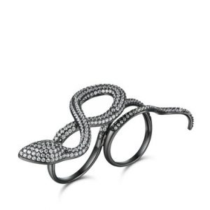 Black Zircon 925 Sterling Silver Dancing Snake Ring