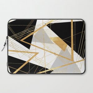 Black and Gold Geometric Computer Cover by Lisa Guen Design - Laptop Sleeve - 15"