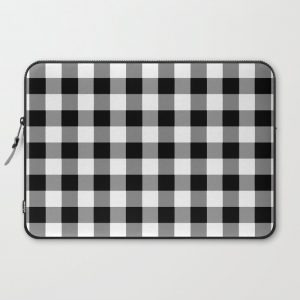 Black and White Country Buffalo check Computer Cover by ShabbyShopAroundTheCorner - Laptop Sleeve - 15"