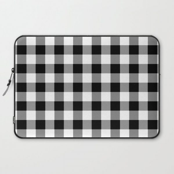 Black and White Country Buffalo check Computer Cover by ShabbyShopAroundTheCorner - Laptop Sleeve - 15"