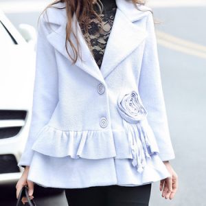 Blue 3/4 Sleeve V Neck Coat