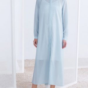 Blue A-line Casual Buttoned Midi Dress