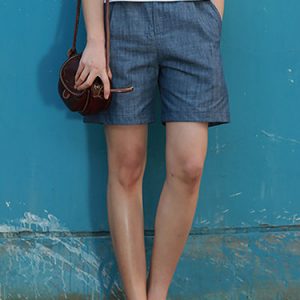 Blue Casual Asymmetric Polyester H-line Shorts