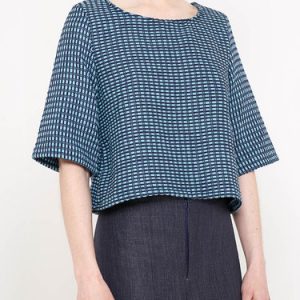 Blue Casual H-line Cropped Top