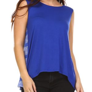 Blue Casual Paneled Tanks