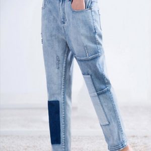 Blue Casual Pockets Jeans