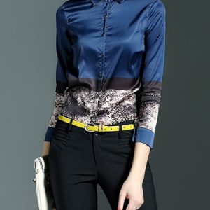 Blue Casual Printed Blouse