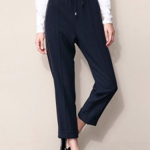 Blue H-line Casual Straight Leg Pants