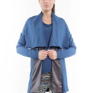 Blue H-line Statement Paneled Coat