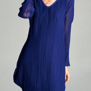 Blue Long Sleeve Cocoon Plain Ribbed Mini Dress