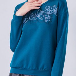 Blue Long Sleeve Knitted Sweatshirt