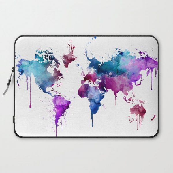 Blue Pink Map Computer Cover by FineArtCenter - Laptop Sleeve - 15"