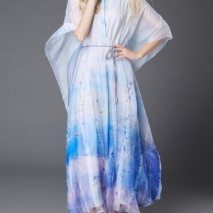 Blue Polyester Resort Maxi Dress