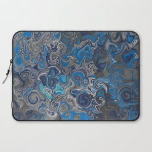 Blue and silver marbled pattern Computer Cover by Felicitas Molina - Laptop Sleeve - 15"