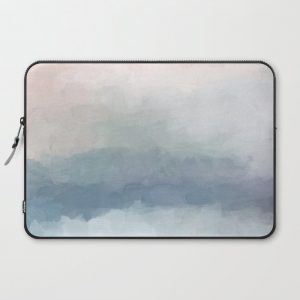 Blush Pink Mint Sky Baby Blue Abstract Ocean Sky Sunrise Wall Art Water Clouds Painting Print Computer Cover by Rachel Elise - Laptop Sleeve - 15"