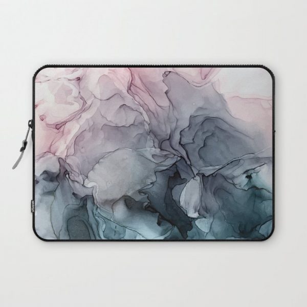 Blush and Paynes Gray Flowing Abstract Reflect Computer Cover by ELIZABETH KARLSON - Laptop Sleeve - 13"