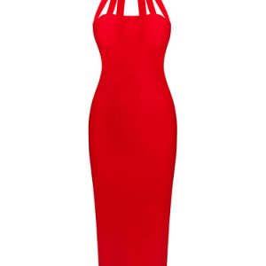 Bodycon Polyester Sexy Sleeveless Midi Dress