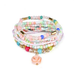 Bohemian Multilayer Bracelet Rose Flower Pendant Bracelet