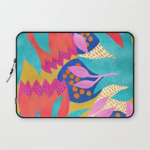 Bold Flower Pattern Yellow Background Computer Cover by Sewzinski - Laptop Sleeve - 13"