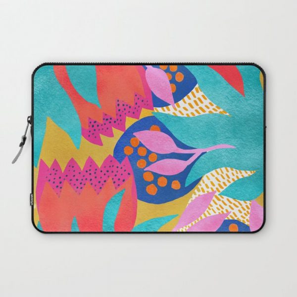 Bold Flower Pattern Yellow Background Computer Cover by Sewzinski - Laptop Sleeve - 13"