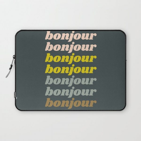 Bonjour in Pretty Pastels Computer Cover by apricot+birch - Laptop Sleeve - 13"