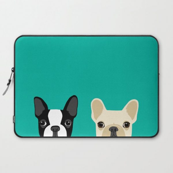 Boston Terrier & French Bulldog 2 Computer Cover by Anne Was Here - Laptop Sleeve - 15"