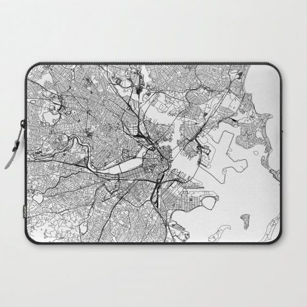 Boston White Map Computer Cover by multipliCITY - Laptop Sleeve - 15"