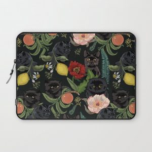 Botanical and Black Cats Computer Cover by Huebucket - Laptop Sleeve - 13"