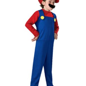 Boys' Halloween Costume Red Super Mario Bros Two Tone Jumpsuit With Hat And Bread Waluigi Costume