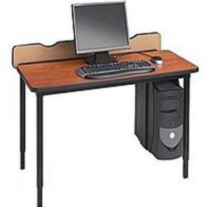 Bretford Basic QFT2448-GMT Quattro Voltea Flip Top Computer Desk - Mist Gray Top, Topaz Trim