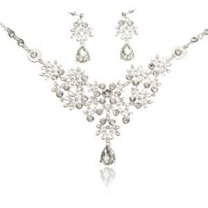 Bridal Crystal Rhinestone Diamant Necklace Earrings Set