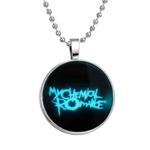 Brilliant Noctilucent Jewelry English Words Glowing Pendant Round Dome Cabochon Chain Retro Fashion Necklace for Female