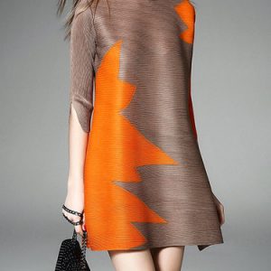 Brown Crew Neck Half Sleeve Tunic