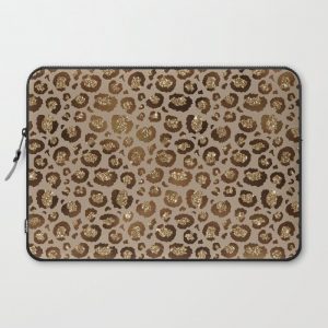 Brown Glitter Leopard Print Pattern Computer Cover by Rose Gold - Laptop Sleeve - 15"