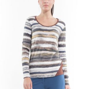 Brown Printed Casual Scoop Neckline T-Shirt