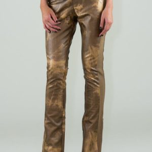 Brown Textured Casual Viscose Straight Leg Pants