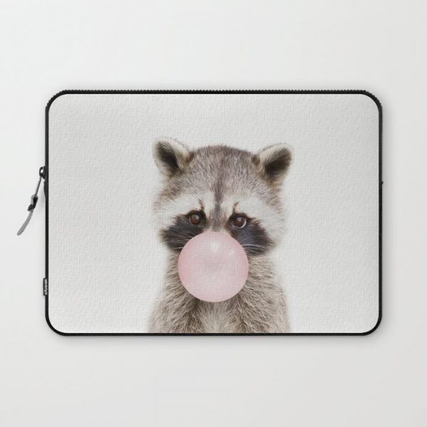 Bubble Gum Raccoon Computer Cover by Amy Peterson Art Studio - Laptop Sleeve - 13"