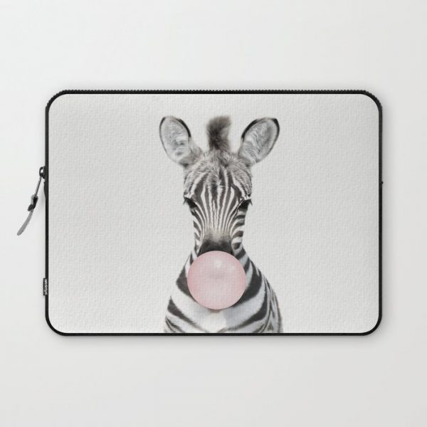 Bubble Gum Zebra Computer Cover by Amy Peterson Art Studio - Laptop Sleeve - 13"